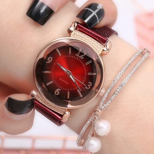 Reloj de cuarzo con hebilla magnética para mujer 3