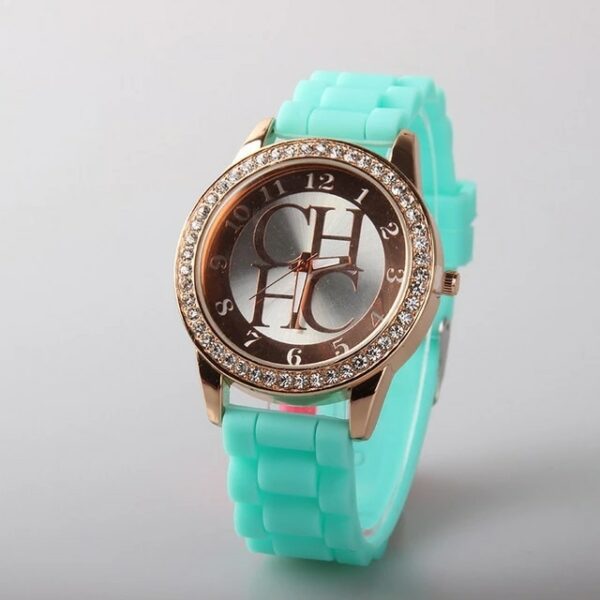 Reloj de pulsera de silicona para Mujer, accesorio de marca de lujo, de cuarzo 5