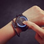 Reloj con pantalla táctil para Hombre, cronógrafo electrónico con luz azul, matriz de puntos 1