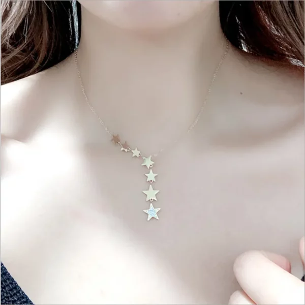 Collar Gargantilla De Cadena De Circonita Con Estrellas 3