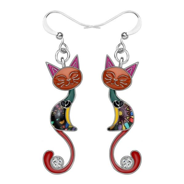 Pendientes Con Colgante De Cristal Aretes Con Forma De Gatito Y Animal 5