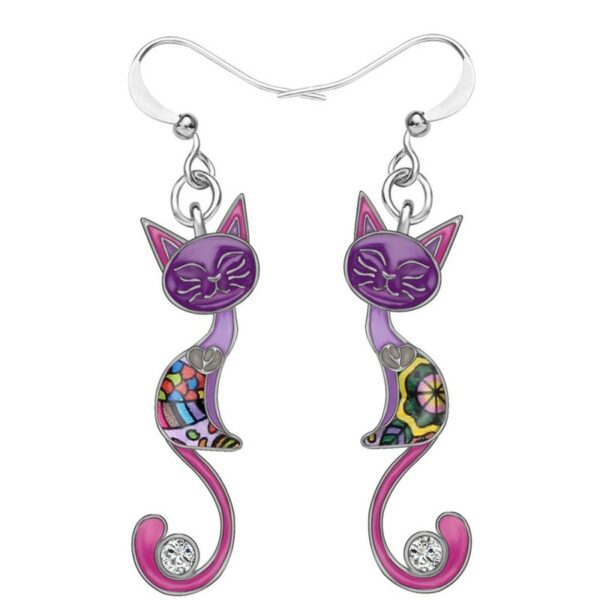 Pendientes Con Colgante De Cristal Aretes Con Forma De Gatito Y Animal 2