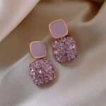 Pendientes De Cristal Rosa Y Morado 2