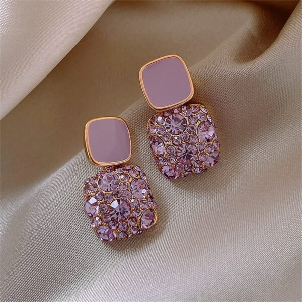 Pendientes De Cristal Rosa Y Morado 2