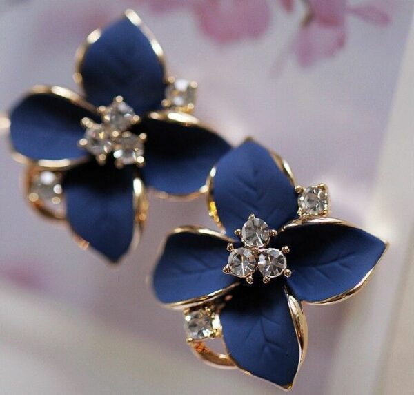 Pendientes Elegantes De Cristal De Flor Azul Para Mujer, Pendientes De Camelia 13