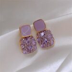 Pendientes De Cristal Rosa Y Morado 3