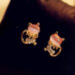 Pendientes De Gato Con Diamantes De Imitación 1