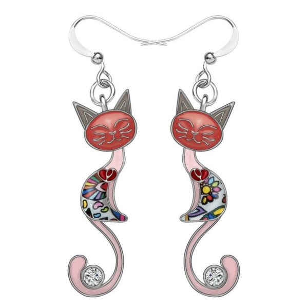 Pendientes Con Colgante De Cristal Aretes Con Forma De Gatito Y Animal 3