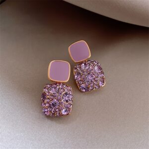 Pendientes De Cristal Rosa Y Morado