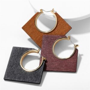 Pendientes De Madera Natural Para Mujer, Accesorios Geométricos