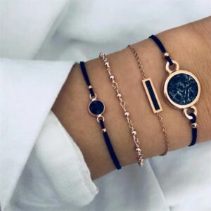 Conjunto De Pulsera Con Patrón De Turquesa Negra