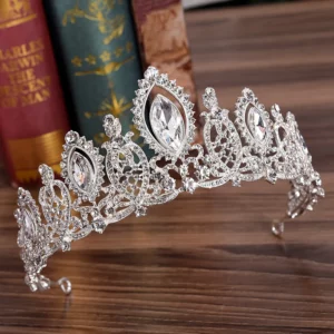 Tiaras de cristal rojo y azul para novia diamantes de imitación